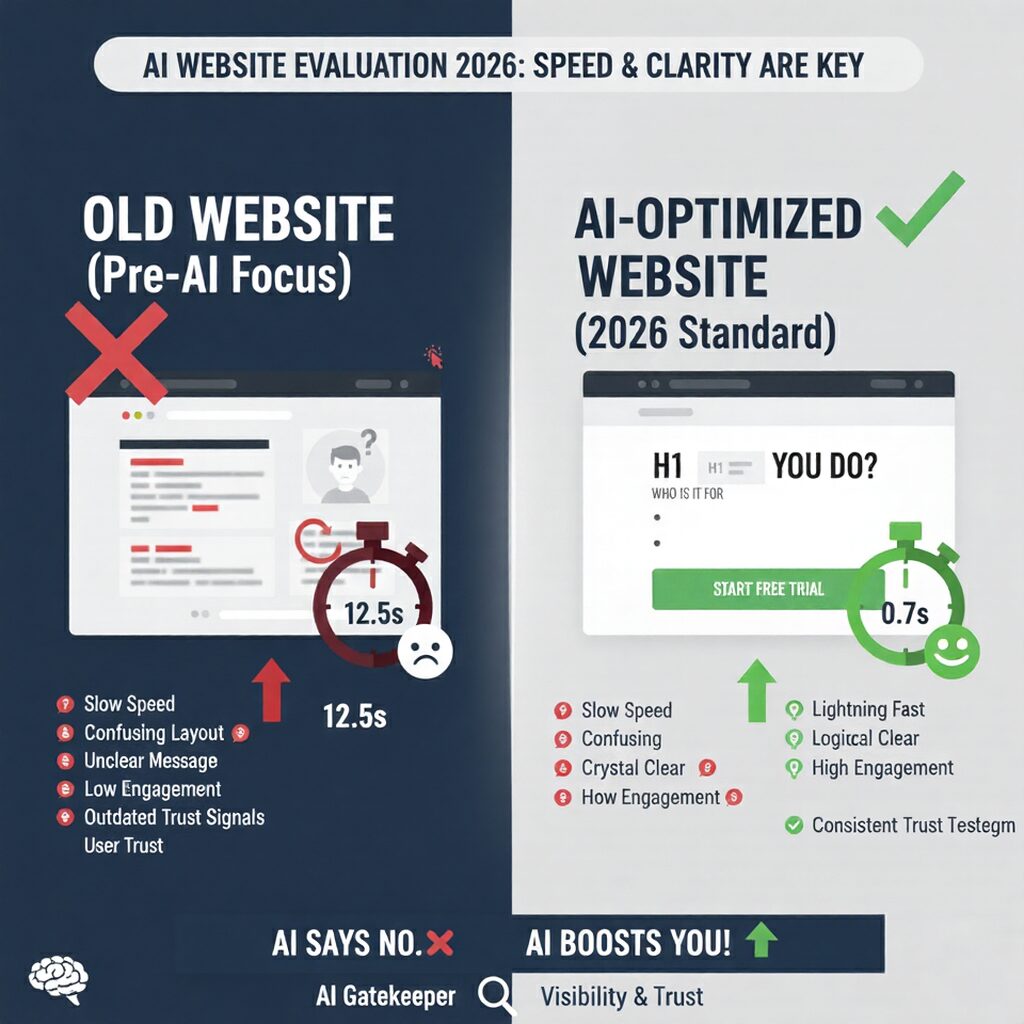 Comparison of old and AI-optimized websites